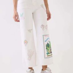 Spykar White Cotton Flaired Fit Printed Jeans-image-75