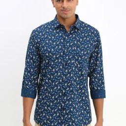Allen Solly Blue Cotton Slim fit Print Casual Shirt-picture-3