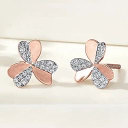 P.N.Gadgil Jewellers Clove Charm 18 kt Rose Gold Stud Diamond Earring For Woman-image-70