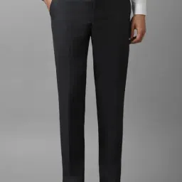 Louis Philippe Black Slim Fit Texture Trousers-picture-0