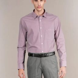 Cantabil Purple Cotton Regular Fit Self Pattern Shirt-image-50