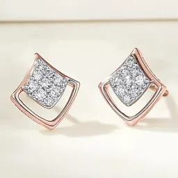 P.N.Gadgil Jewellers Moonflare Charms 18 kt Rose Gold Stud Diamond Earring For Woman-image-49