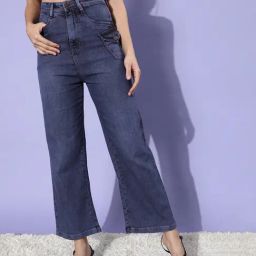 KASSUALLY Blue Relaxed Fit High Rise Jeans-image-87