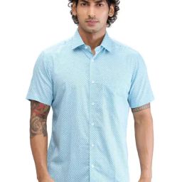 Colorplus Blue Regular Fit Printed Shirt-image-32