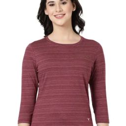 BLOSSOM Women's Stripped Melange Soft Cotton Full Sleeve T-Shirt_Long Sleeve Tee-image-44
