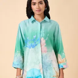 Marigold Lane Green Loose Fit Printed Shirt-image-45