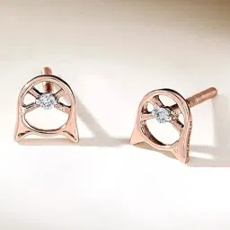 Shimmer Cat 18 kt Rose Gold Stud Diamond Earring for Woman-image-30