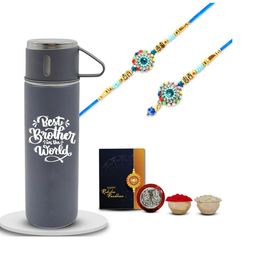 Best Brother Rakhi Combo with Bottle & Roli Chawal , coin and greeting card Set-image-71
