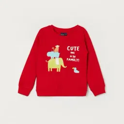 Lifestyle Red Round Neck Full Sleeve Chest Print Cotton Sweatshirt-image-68
