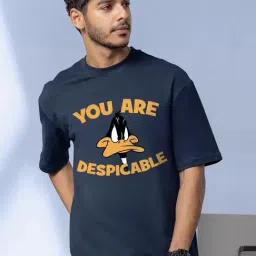 Bewakoof Official Looney Tunes Merchandise Blue Oversized Graphic T-Shirt-image-127