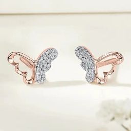 P.N.Gadgil Jewellers Shining Winglet 18 kt Rose Gold Stud Diamond Earring For Woman-image-56