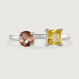 Mia by Tanishq 92.5 Sterling Silver Smokey Elegance & Citrine Spark Ring-image-63