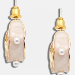 Sohi Gold Plated Party Pearls Hoop Earrings image 4