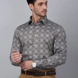 Cantabil Multicolored Cotton Regular Fit Printed Shirt-18