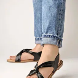 Shoetopia Kids Black Cross Strap Sandals-image-86