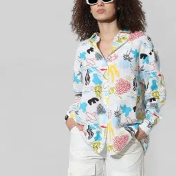 Only White Printed Oversized Shirt-image-66