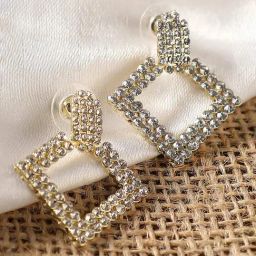 Sohi Gold Plated Party Designer Stone Drop Earrings-7