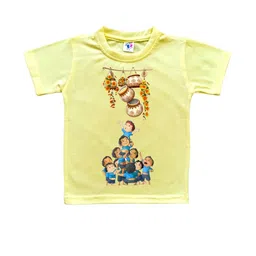 Cute Pals Kids-Unisex Yellow Cotton Tshirts-picture-5