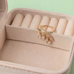 Niscka Gold-Plated American Diamond-Studded Adjustable Finger Ring-44