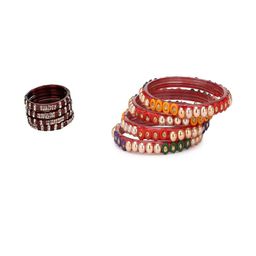 Somil Set of 2 Maroon & Multicolor Stones Studded Bangles-image-44