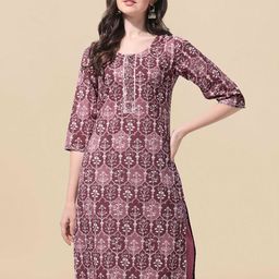 KALINI Floral Printed Pure Cotton Kurta-image-39