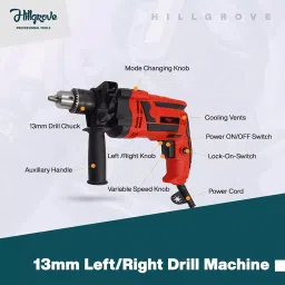 Hillgrove 1000 W 13 mm Drill Machine with 10 Pcs Masonry Drill Bit & Gloves, HGCM229M1 image 2