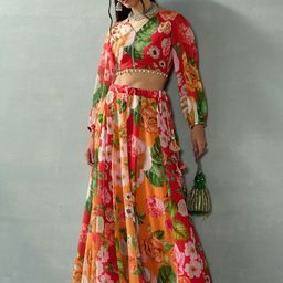 Shae by SASSAFRAS Printed Beads and Stones Ready to Wear Lehenga &-picture-27