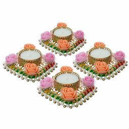 Divyakosh Decorative Diwali Diya Pack Of 4 - Multicolor-6