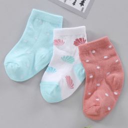 Cutewalk By Babyhug Anti Bacterial Ankle Length Polka Dot Socks Pack Of 3 - White Blue-image-40
