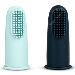 Baybee Silicone Baby Finger Brush with Super Soft Bristles BPA Free Teeth & Tongue Cleaning Toothbrush (Pack of 2) - Black & Green-49