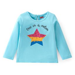 Babyhug Cotton Knit Full Sleeves T-Shirt with Graphics Print - Blue-image-32