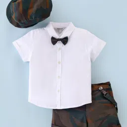 ToffyHouse Cotton Half Sleeves Shirt With Shorts Cap & Suspenders Camouflage Print - Multicolour-picture-35