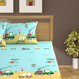 Bajo's King Size Bedsheet with pillow cover - Sky Blue colour-picture-36