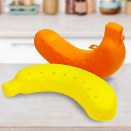 VGRASSP Pack Of 2 Banana Case For Kids - Portable Banana Shape Food Storage Container, Kids Food Lunch Box For School And Outdoor With Small Vents - Color May Vary-0