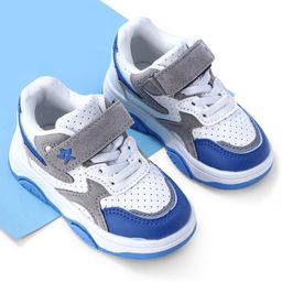 Cute Walk by Babyhug Sneaker with Lace Up & Velcro Closure - White & Blue-image-45