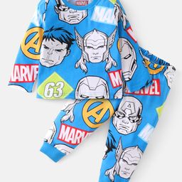 Babyhug Disney Single Jersey Knit Full Sleeves Night Suit With Avengers Graphics - Blue-image-116