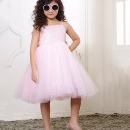 Toy Balloon Kids Net Sleeveless Shimmered Stars Detailed Dress - Baby Pink-image-91