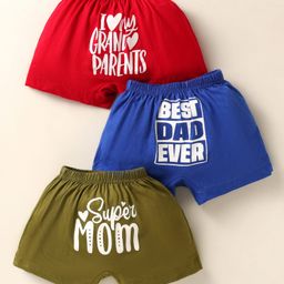 Bodycare Cotton Knit Boxers With Text Print Pack Of 3 - Red Blue & Green-image-94