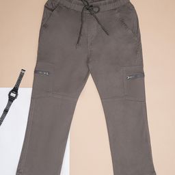 PURPLE UNITED KIDS Solid Pocket Detailed Trousers - Grey-image-10