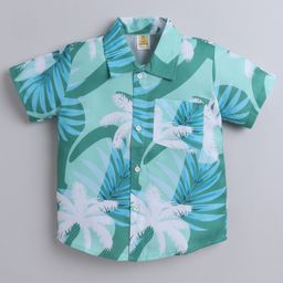 Aww Hunnie Half Sleeves Palm Trees Printed Shirt - Green-image-72