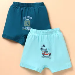 Revvo Junior Cotton Knit Printed Boxers Pack of 2 - Aqua Blue & Blue-picture-6