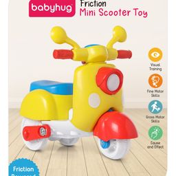 Babyhug Friction Powered Mini Scooter Toy for Early Developmental Skills - Yellow image 2