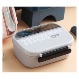 FunBlast Lunch Box with Spoon and Fork - Grey image 2