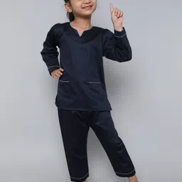 Little Clothings GirlsPure Cotton Silk V Neck Night Suit-picture-46