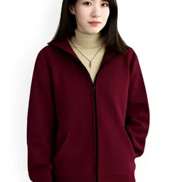 Parona Women Hooded Solid Bomber Jacket-picture-1