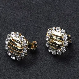 FirstBlush Gold-Plated Artificial Stones Studded Circular Shaped Non Pierced Earrings-76