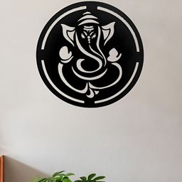STASH HOUSE Black Lord Ganesh Wooden Wall Art-57