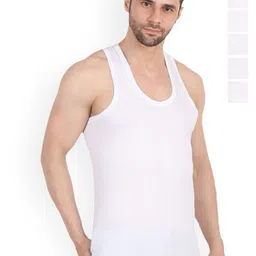 EAZY Men Pack Of 6 White Round Neck Innerwear Vests-image-10