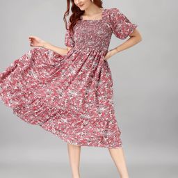 Krunal Raiyani Women Floral Printed A-Line Midi Dress-picture-27
