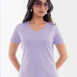 Halff Grey V-Neck Pure Cotton T-shirt-image-90